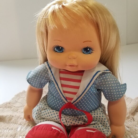 Vintage Doll Playskool School Kids Girl Doll Blonde Hair Sailor Outfit 13 1/2" - Picture 14 of 16